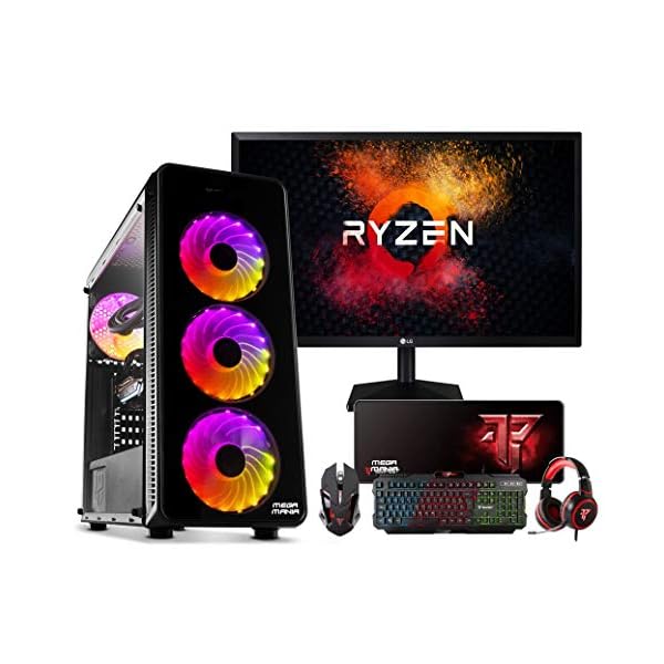 Megamania-PC-Gaming-AMD-Ryzen-5-4600G-Ordenador-de-sobremesa-42GHz-Turbo-Six-Core-16GB-DDR4-SSD-1TB-Grafica-AMD-Radeon-Vega-11-Monitor-24-LED-FullHD-75Hz-Kit-Gaming