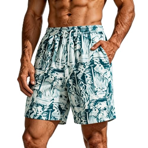 Bañador slip para hombre con estampado tropical y forro de malla para playa