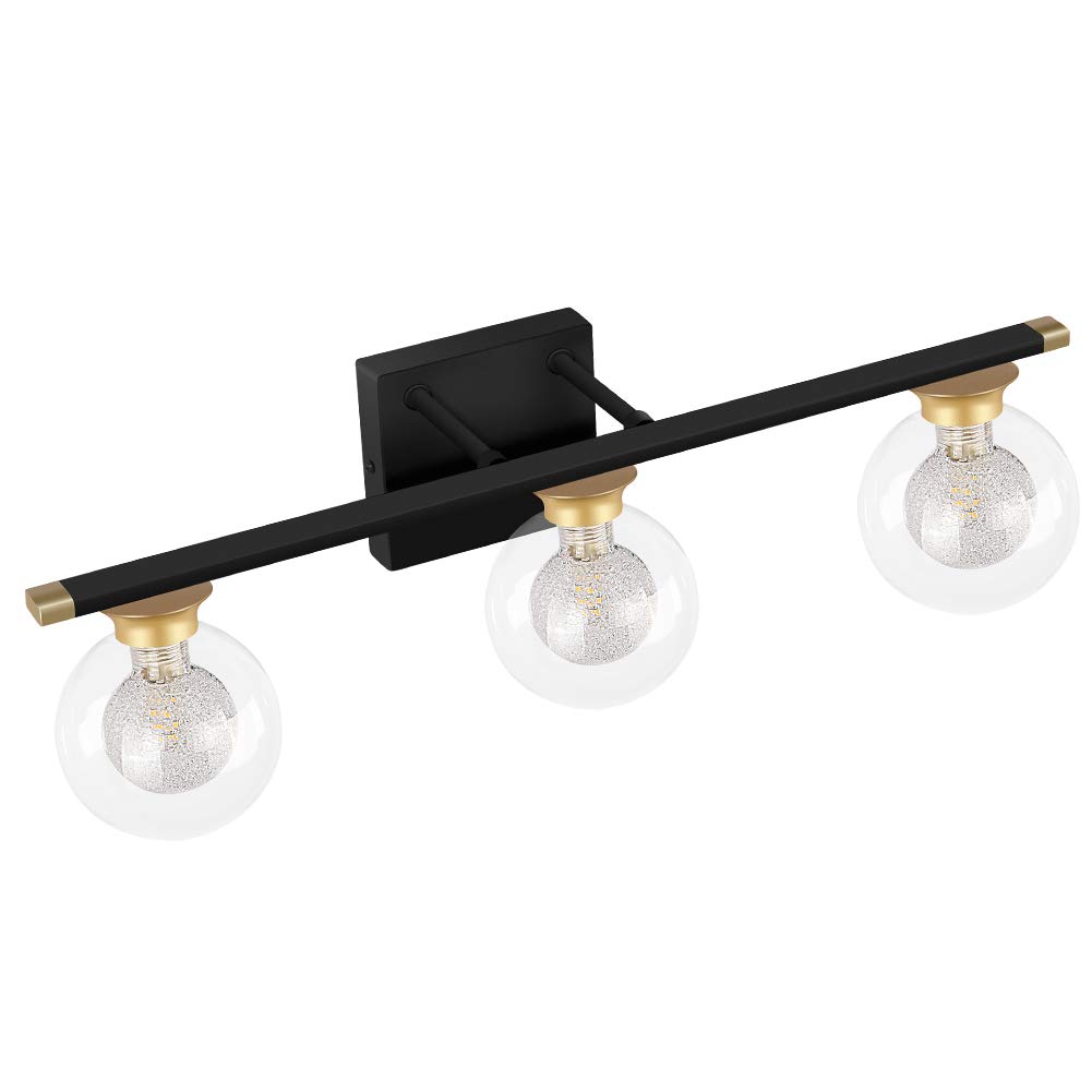 Buy BDL Bathroom Vanity Light Fixtures New Black Gold 3 Lights Clear