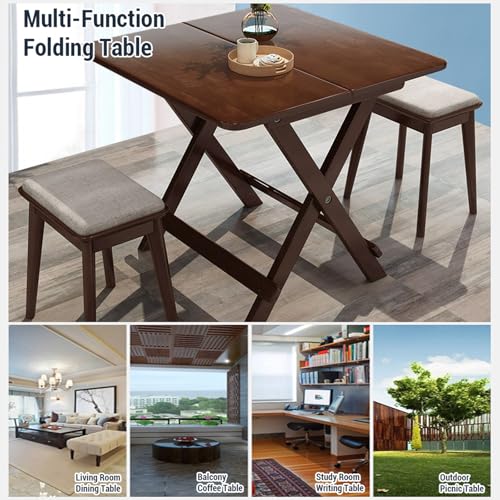Table pliante en bois massif portable carrée blanche 60x60cm