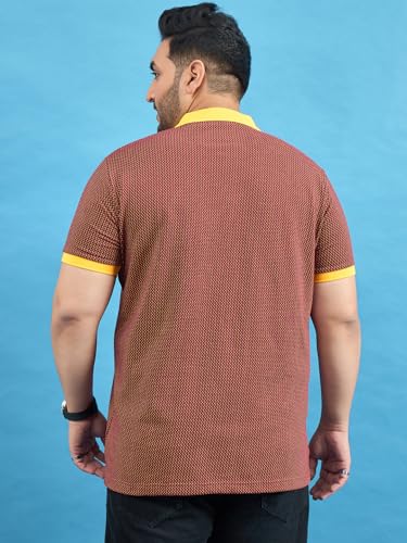 Polo marron imprimé grande taille pour hommes à manches courtes