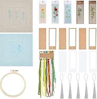 5 PCS Stamped DIY Embroidery Bookmark, Cross Stitch Bookmark Kits for Gift and Reading, Handmade Creative Bookmark Cross-Stitch for Beginners and Book Lovers
