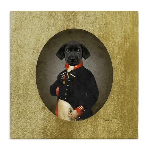 Stupell Industries Funny Black Dog Admiral, 17 x 17 Inch Canvas Wall Art