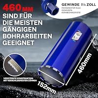 DaduoRi 152 mm Kernbohrer – 410 mm Schnitttiefe, 1‑1/4 Zoll – Nassbohren Bohrkrone für Stahlbeton, Mauerwerk, Naturstein, Ziegel (460 mm Gesamtlänge) – Ansicht 2