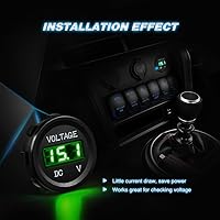 Vista 2 de Nilight Panel de voltaje con pantalla LED digital, 12 V CC, impermeable, panel redondo digital, medidor de voltaje para barco, vehículo