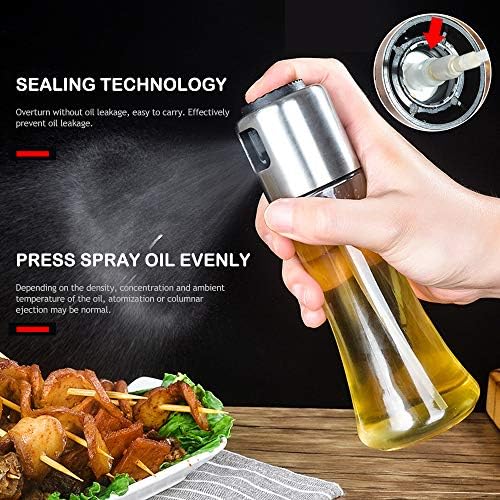 Ldawy Oil Sprayer Dispenser, Oil Sprayer for Cooking, Oil Spray Bottle Set, Portable Kitchen Oil Spray Bottle Stainless Steel Olive Oil Dispenser Vinegar Sprayer for BBQ Baking Healthy Diet(180ml)