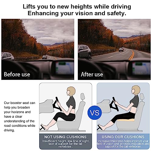 Zodifevi Car Booster Seat Cushion Posture Cushion Portable Breathable Mesh, Ideal For Office, Home, Angle Lift Seat Cushions, 15.7 X 15.7 X 4.7 Inch (Black) #TOP1