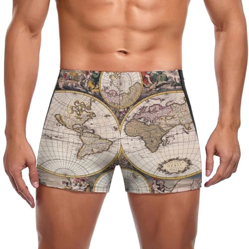 Maillot de bain homme carte du monde coupe boxer short élégant et durable