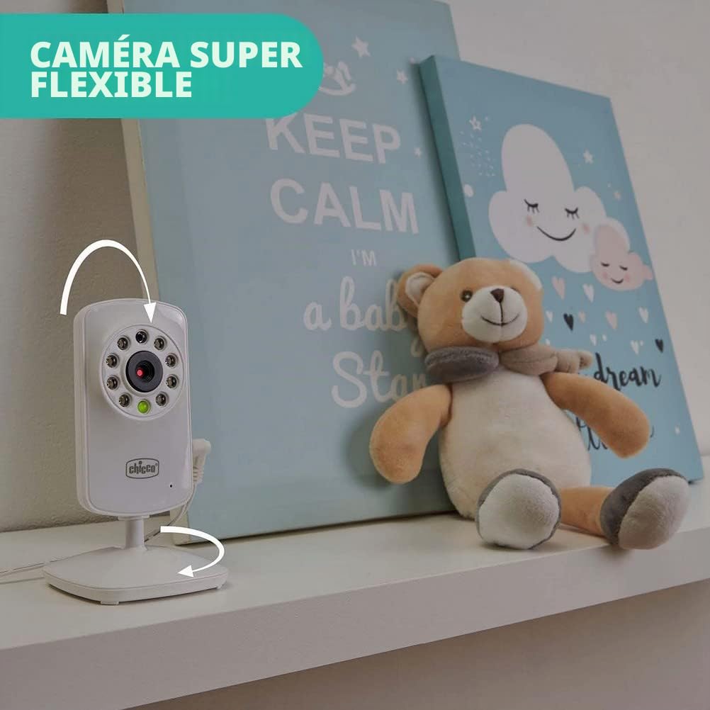 Chicco Ecoute Bébé Vidéo Smart avec Caméra pour la Surveillance des Enfants, Babyphone avec Écran Couleur LCD 2,4", Portée de 200 m, Vision Nocturne, Activation Vocale, Batterie Longue Durée