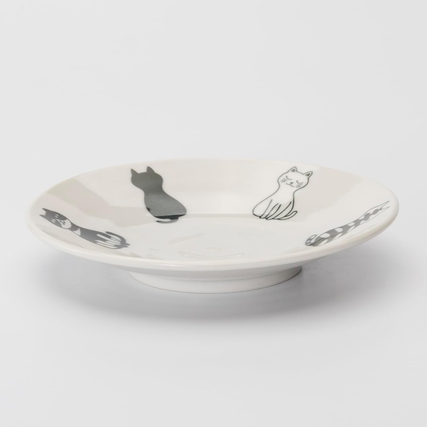 Mino Ware 507-05 Dish Serving Plate, Small Plate, Set of 5, Diameter 5.5 inches (14 cm), Microwave & Dishwasher Safe, Tableware, Lightweight, Sitting Cat, Made in Japan
