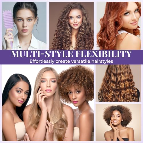 Lockenbürste, curly hair brush Für curly hair, locken bürste Zum Definieren Beim Styling, Antistatisch Entwirren Ohne Ziepen, Ergonomischer Griff, haarbürste Für Frauen Männer (Lila)