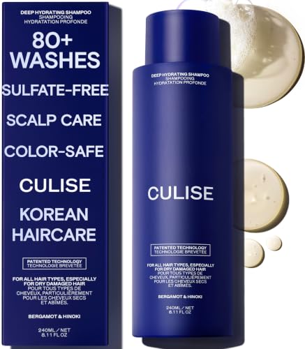 Korean Hydrating Shampoo for Dry Damaged Color-Treated Hair - Sulfate-Free - Rice Water, Argan Oil...