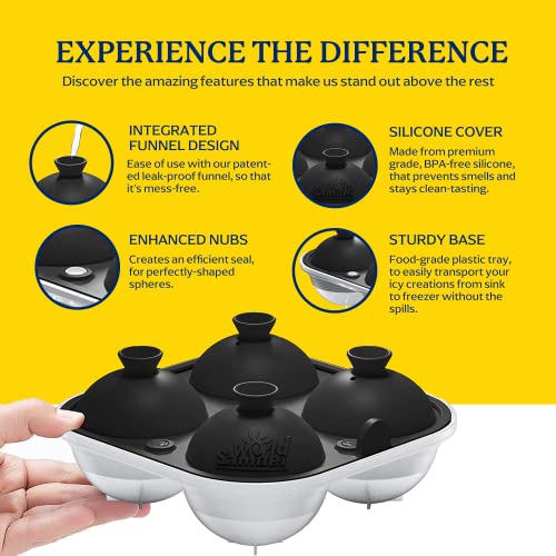 Samuelworld Large Ice Ball Maker With Lid, 4 X 2.5 Inch Ice Balls - Bpa Free, Easy To Fill Round Silicone Ice Tray, Perfect Spheres Craft Ice Maker For Whiskey, Cocktails, Gifting - Black #TOP2