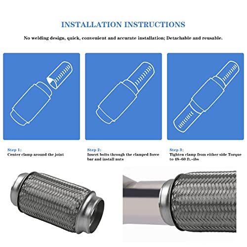 Image of Exhaust Flex Pipe 3 inchx8 inch Heavy Duty Stainless Steel 8 inch OL | RK7522, RP Remarkable Power