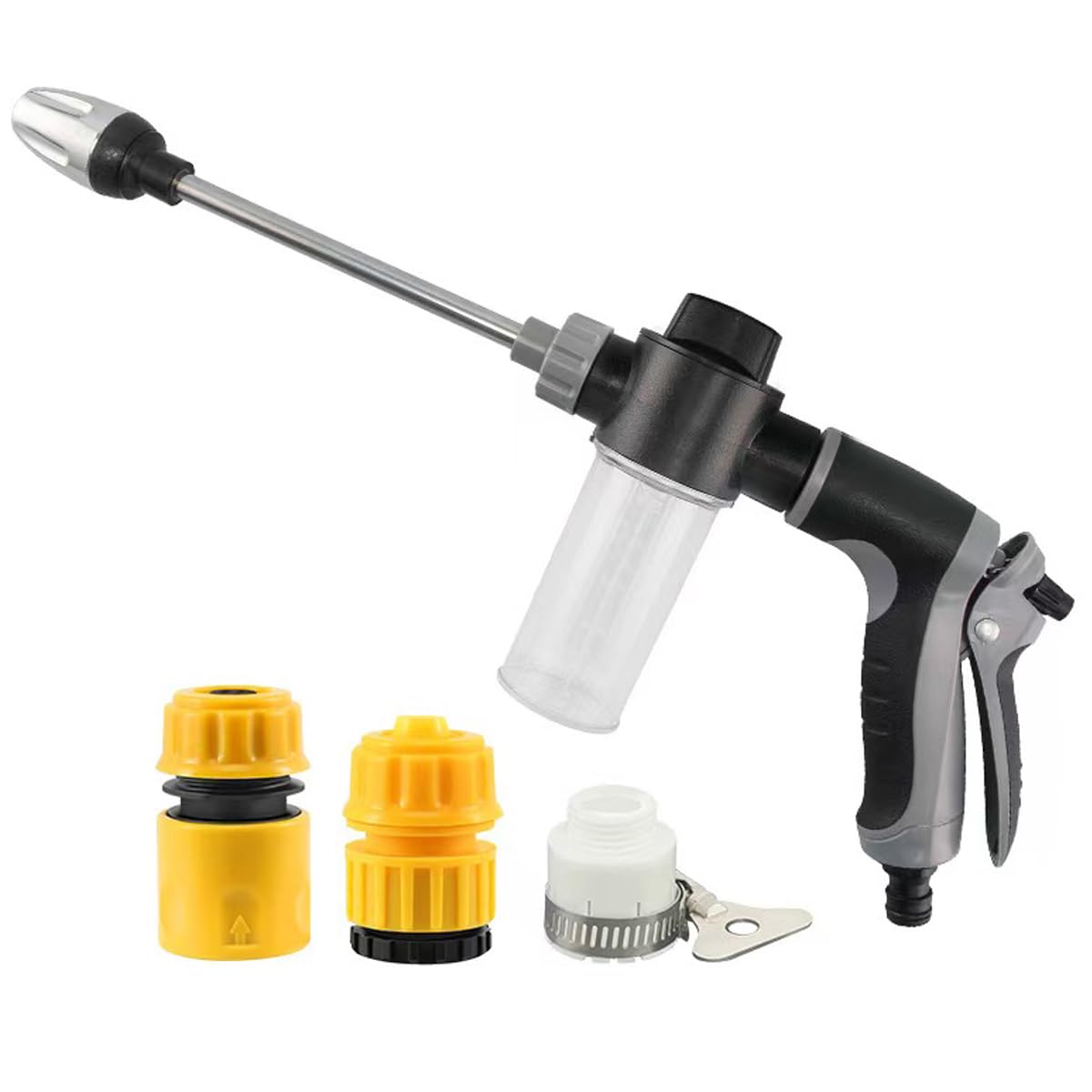 Boquilla de lavado de alta presión para manguera de jardín, boquilla de pulverización resistente para limpiar patios, coches, entradas, se adapta a manguera estándar, no necesita adaptador (paquete de