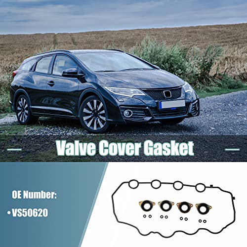 Image of X AUTOHAUX 1 Set Valve Cover Gasket VS50620 for Honda Civic Hybrid for Honda Insight Base Rubber Black