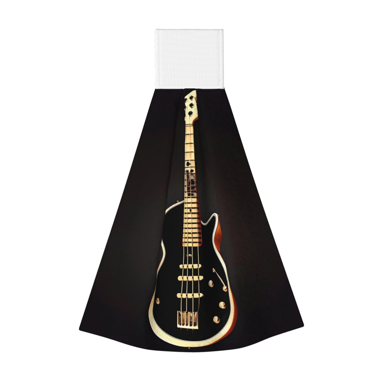 WUPngg Black Guitar Bathroom Tie Towels/Dish Cloth,Kitchen Hanging Towel, Coral Fleece Dry Cleaning Hand Dishcloths One Size