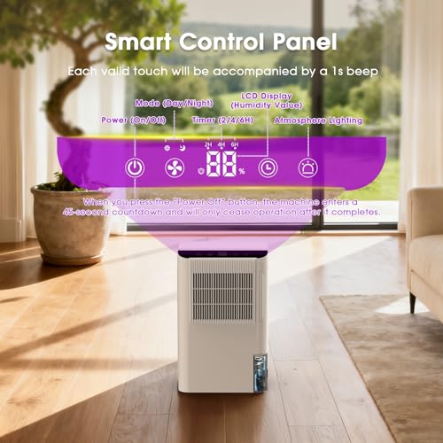 Image of Dehumidifiers for Home, 2000 Sq.Ft Small Dehumidifier with 3.3ft Drain Hose, 2.5L Tank, Timer Sleep Mode, Portable Dehumidifier for Basement, Bedroom, Bathroom (Sweet White)