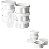 LE TAUCI Ramekins with Lids, 4 OZ Ramekins Oven Safe, Set of 4 + Set of 6, Ideal for Family Gatherings, Parties, and Gift Giving
