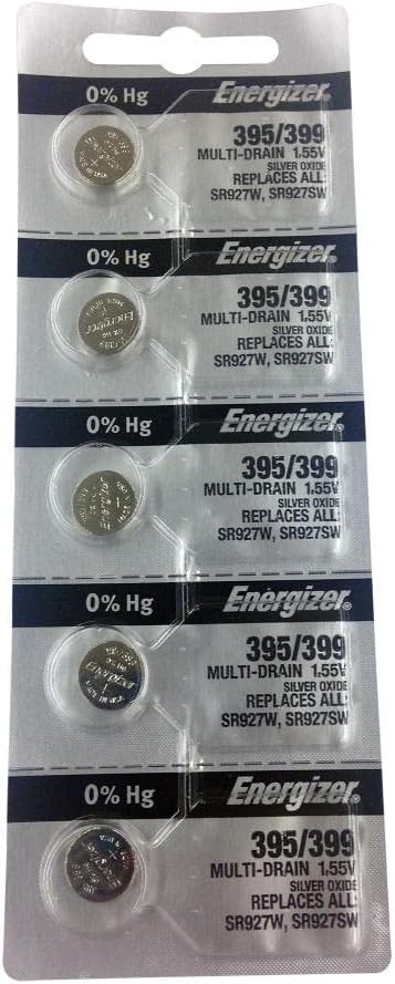 Energizer 395 / 399 Silver Oxide Batteries (SR927W / SR927SW) 5 Pack AD