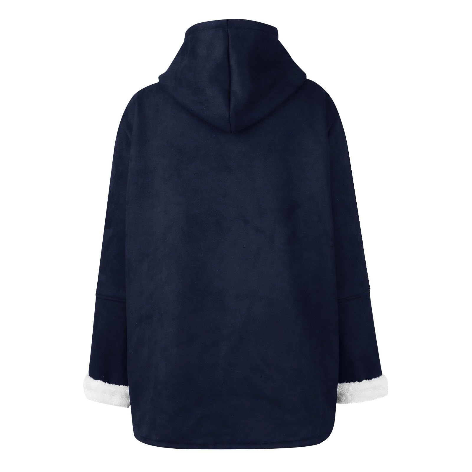 Saymany Fleecejacke Damen Lang Sweatjacke Winter Warm Hoodie Jacke Lose Winterjacke Lammfell Fleece Kapuzenjacke Langarm Mantel Outwear Mit Taschen Einfarbig Outdoor Croissant Schnalle Wintermantel