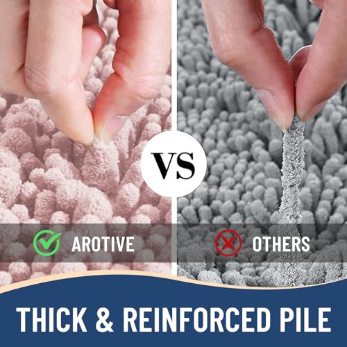 Image of Arotive Luxury Small Bathroom Rugs 24x16, Extra Soft Thick Absorbent Shaggy Chenille Bath Rugs, Machine Wash Dry, Bath Mats for Bathroom Floor, Tub and Shower, Home Decor Accessories, Dirty Pink