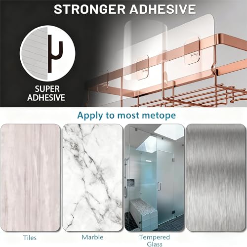 Image of Moforoco Shower Caddy Shelf Organizer Rack, Self Adhesive Black Bathroom Shelves Basket, Home Farmhouse Wall Inside Organization and Storage Decor Rv Accessories, First Camper Apartment Essentials