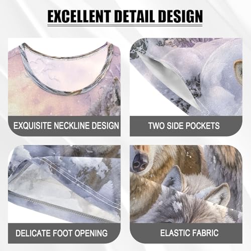 ALAZA Wolf Family Pajamas Set Short Sleeve Cotton Sleepwear Summer Pjs 2 Piece 5-14Y4