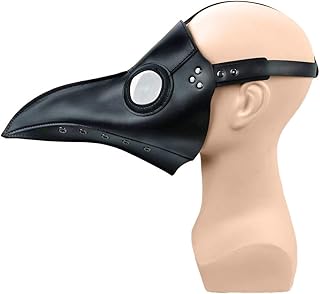 PartyHop Black PU Leather Plague Doctor Mask Halloween Long Nose Bird Beek Steampunk Gas Latex Party Cosplay Costume Prop
