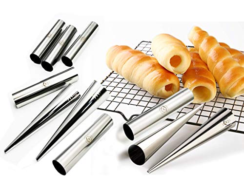Newlineny Stainless Steel 10 Pcs Fromage Pourers Tubes Set, 6 Circular + 4 Cone Cannoli Pastry Forms #TOP5