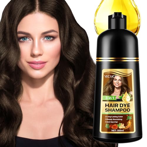 Hair Dye Shampoo 3 en 1 Cubre Canas (5 colores),Hair Dye Shampoo 3 en 1,Hair Color,color natural, champú de color para el cabello instantáneo, para hombres y mujeres