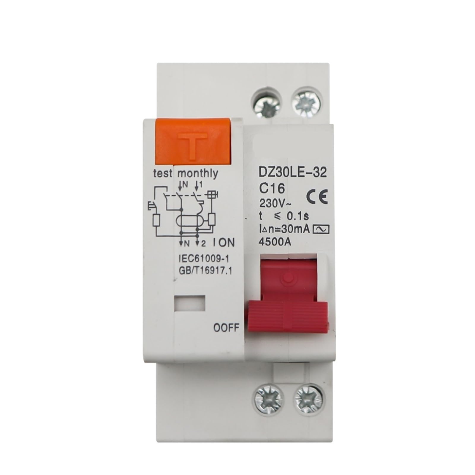 YFHGULBTK DZ30LE DZ47LE EPNL DPNL 230V 1P+N Residual Current Circuit Breaker with Over and Short Leakage Protection RCBO MCB 6-63A 1Pcs(25v)