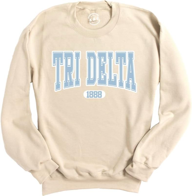 Delta Delta Delta Sweatshirt - Tri Delta White Athletic Sorority Crewneck Sweatshirt