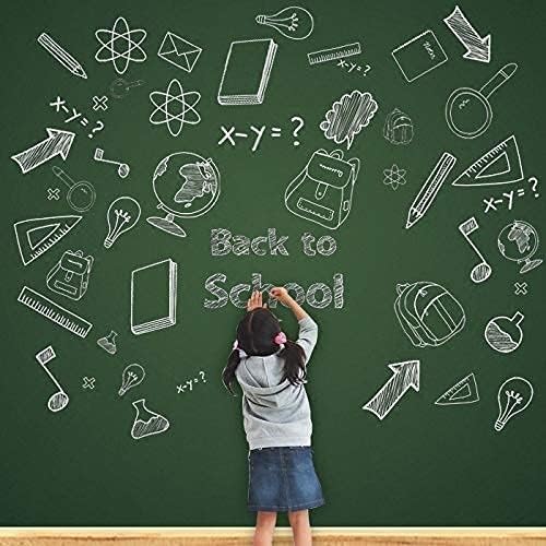 Image of YAJNAS Vinyl Green Chalkboard Wall Sticker 2 X 6.5 Feet | Removable Chalkboard with 5 Chalks, Self-Adhesive Waterproof Blackboard for Home, School, Office, Kitchen, Kids Room, Writable & Reusable