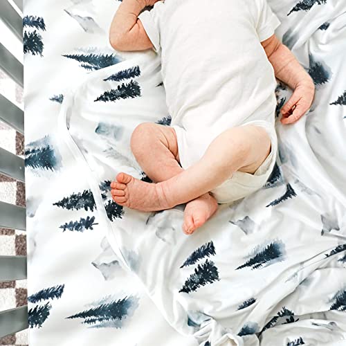 GRSSDER Baby Blankets Super Soft Stretchy Jersey Swaddle Blankets 2 Pack for Baby Boys, Double Layer Reversible Receiving Blankets 34 x 44, Extra Large for Swaddling, Deer & Forest - Thumbnail 6