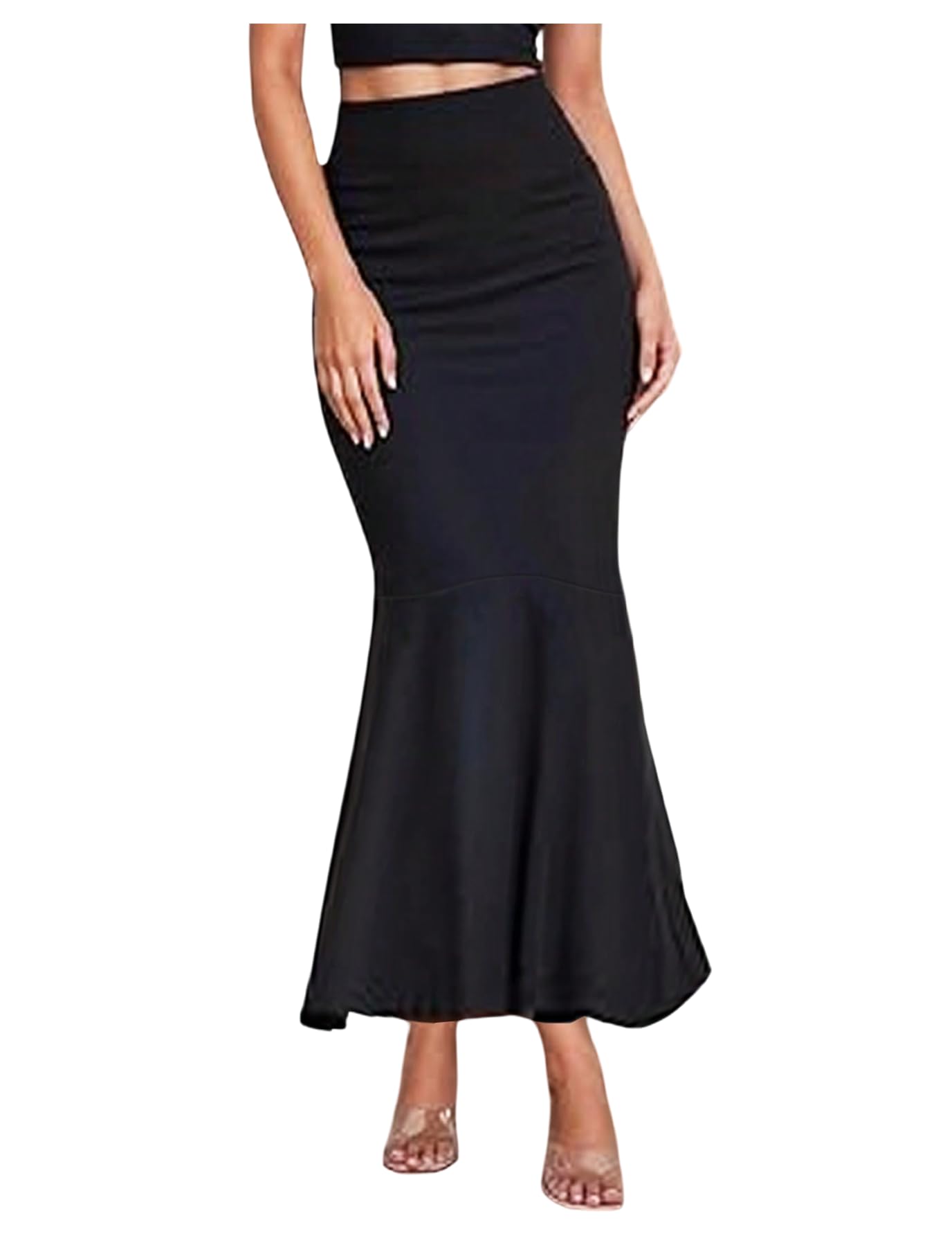 GORGLITTER Womens Fishtail Long Skirt Casual Fitted High Waisted Bodycon Maxi Skirts Going Out Outfit