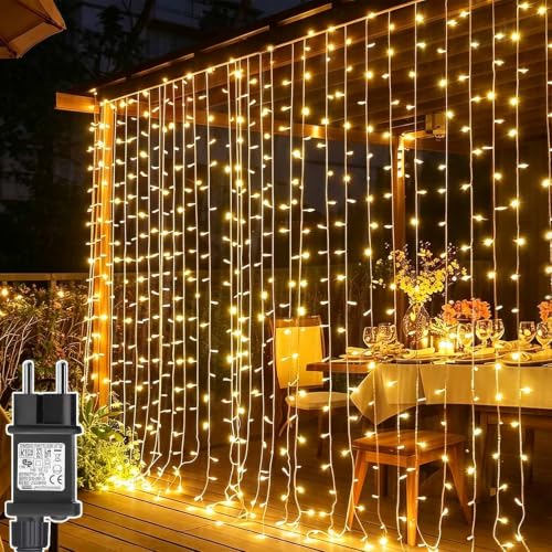 Cozymeow Cortina de Luces 3M x 3M 300 LED Cortina Luces navidad Exterior