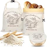 WACCET 2 Riutilizzabili Sacchetti Pane Cera d'Api, 43×33 cm, Sacchetto Pane