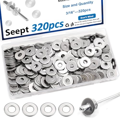 Seept 320PCS 3/16 Inch Silver Pop Rivet washers for Pop Rivets Diameter 3/16