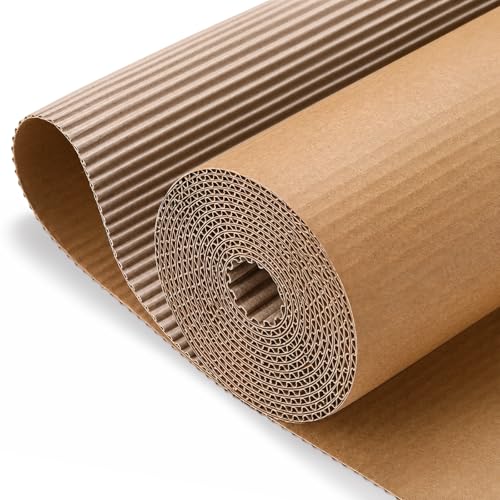 Image of MotiMind Corrugated Cardboard Roll, 36 x 200 Inch Single Face Cushioned | Wrap Corrugated Cardboard Paper for Shipping, Packing, Moving, Crafts & Floor Protection