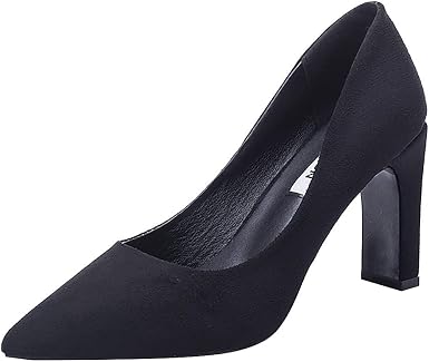 Amazon.com: Zapatos de vestir de tacón bajo de las mujeres Slip-On  puntiagudos con punta cerrada de tacón alto : Ropa, Zapatos y Joyería