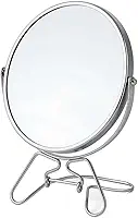 Espelho de Maquiagem Dupla Face Rotação 360° Base Estável Aumento 5x Estrutura Metal Portátil (14cm)