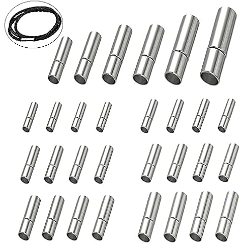 Leder Endkappen 24 Stück Lederband Verschluss Silber Schnur Endkappen Vernickeltes Kupfer Verschlüsse Schnalle Schieben Verschluss Kordelende aus Metall Cover