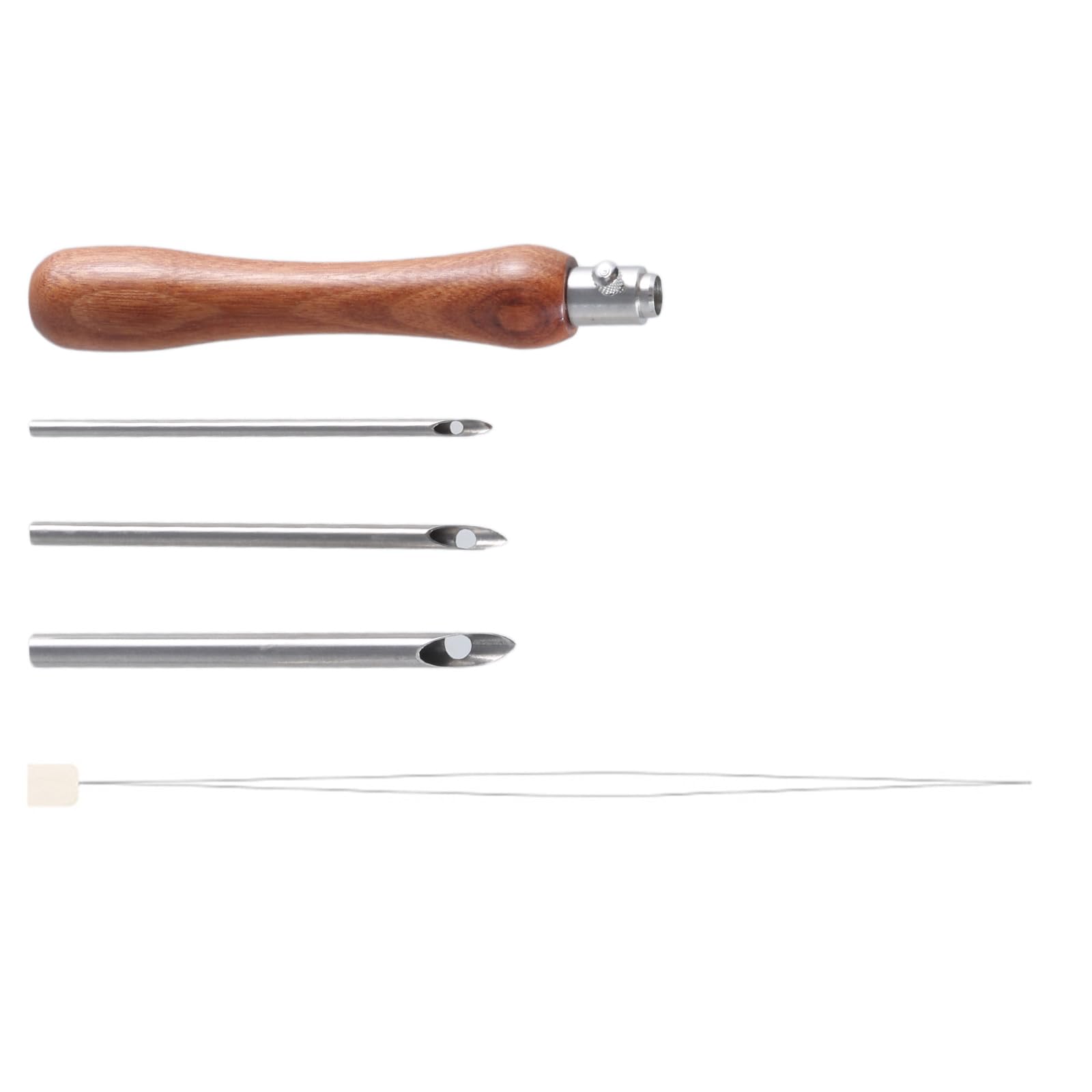 Jazuaiao Punching Needle Set with Wood Handle Embroidery Pen 3 Needle Head and Threader for Hobbyist Embroidery Stitching Craft Supplies