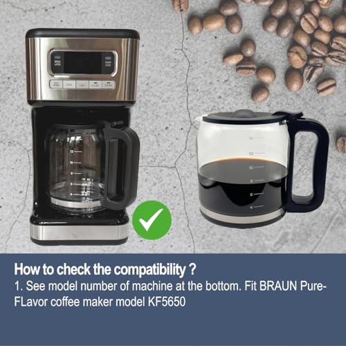 Image of 14 Cup Glass Carafe Pot ONLY Compatible with Braun Pure Flavor Coffee Maker KF 5650