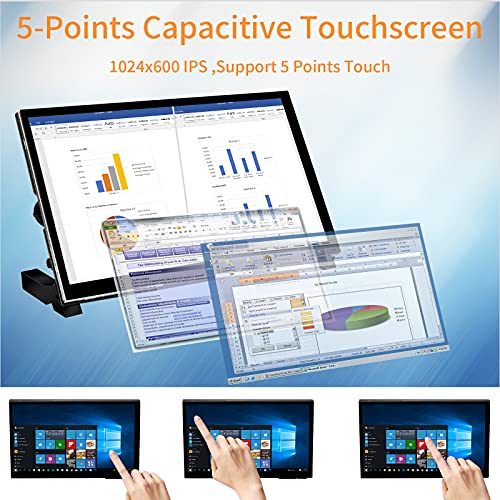 Raspberry Pi 4 touchscreen, WIMAXIT 7 inch draagbare Raspberry Pi IPS-scherm 1024X600IPS met gehard glas HDMI USB C… - Afbeelding 3