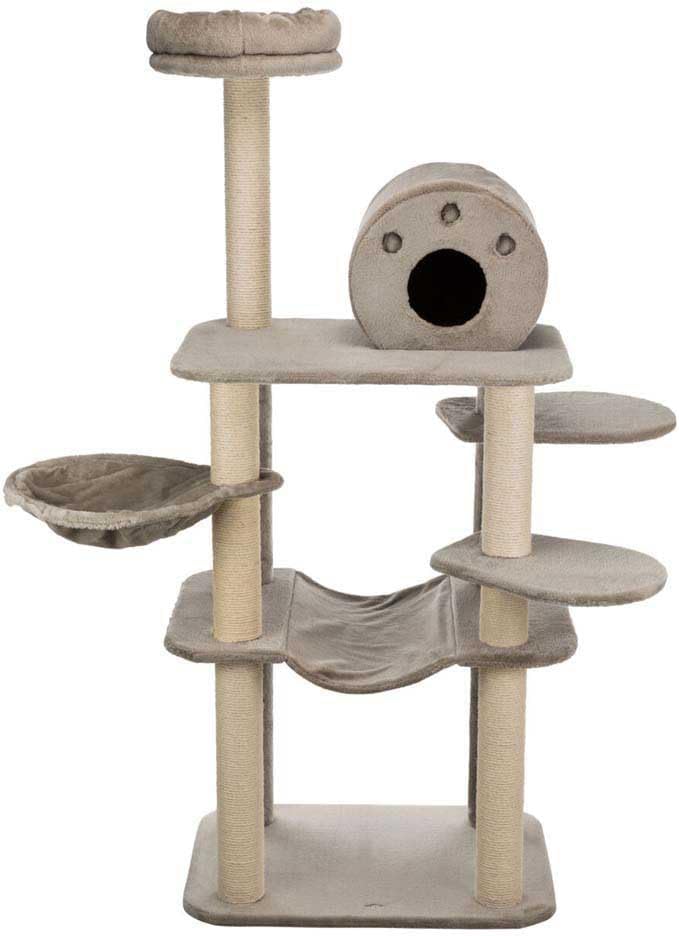 TRIXIE Fabiola 55-in Cat Tower, Jute Scratching Posts, Cat Tree with Plush-Covered Condo, Hammocks, and Platforms, Gray