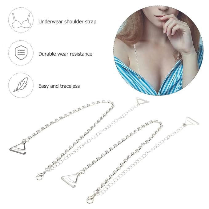 FITVERT Rhinestones Bra Strap | Bra Straps for Women | Adjustable Rhinestone | Bra Straps Transparent | Invisible Shoulder Bra Strap Women's | Invisible Straps in Parties Dress,... - Image 3