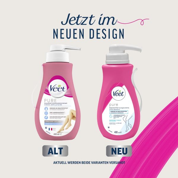 Veet PURE Haarentfernungscreme - Haarentfernung für Körper & Beine - 1 x 400 ml 2