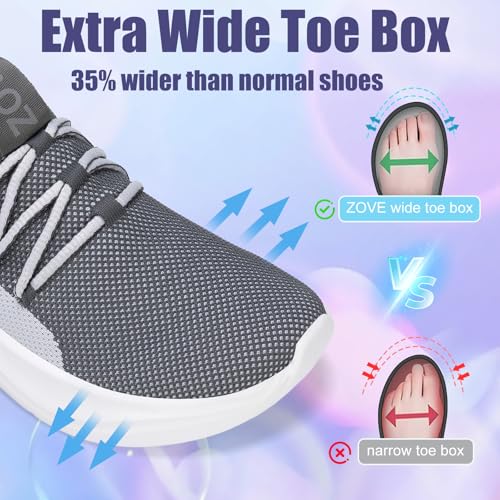 ZOVE Wide Toe Box Shoes Women Tennis Sneakers Arch Support Extra Wide Width Running Shoes for Women Walking Athletic3